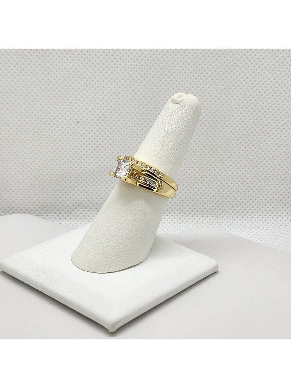Brand New Sterling Silver Square Gemstone 2pcs Set Ring